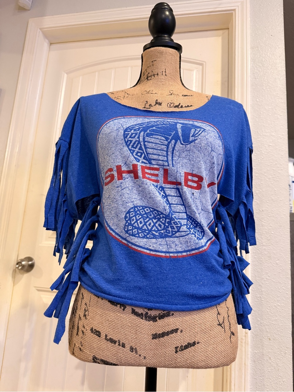 Upcycled Shelby Cobra Fringe Tee – Size Small